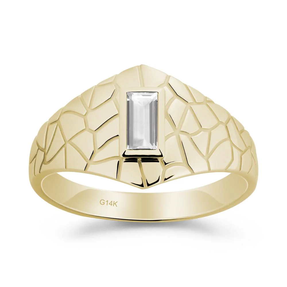 White Topaz Cracked Texture Ring - Image 3