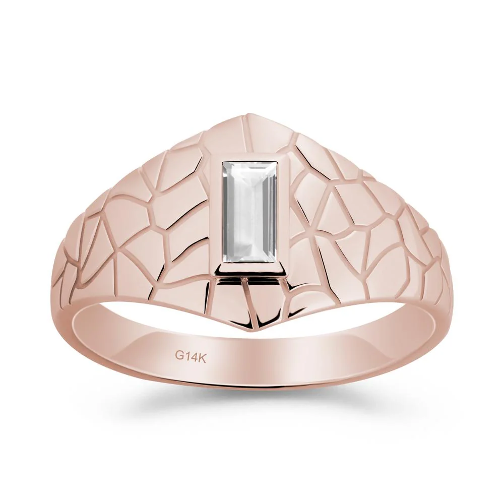 White Topaz Cracked Texture Ring - Image 5