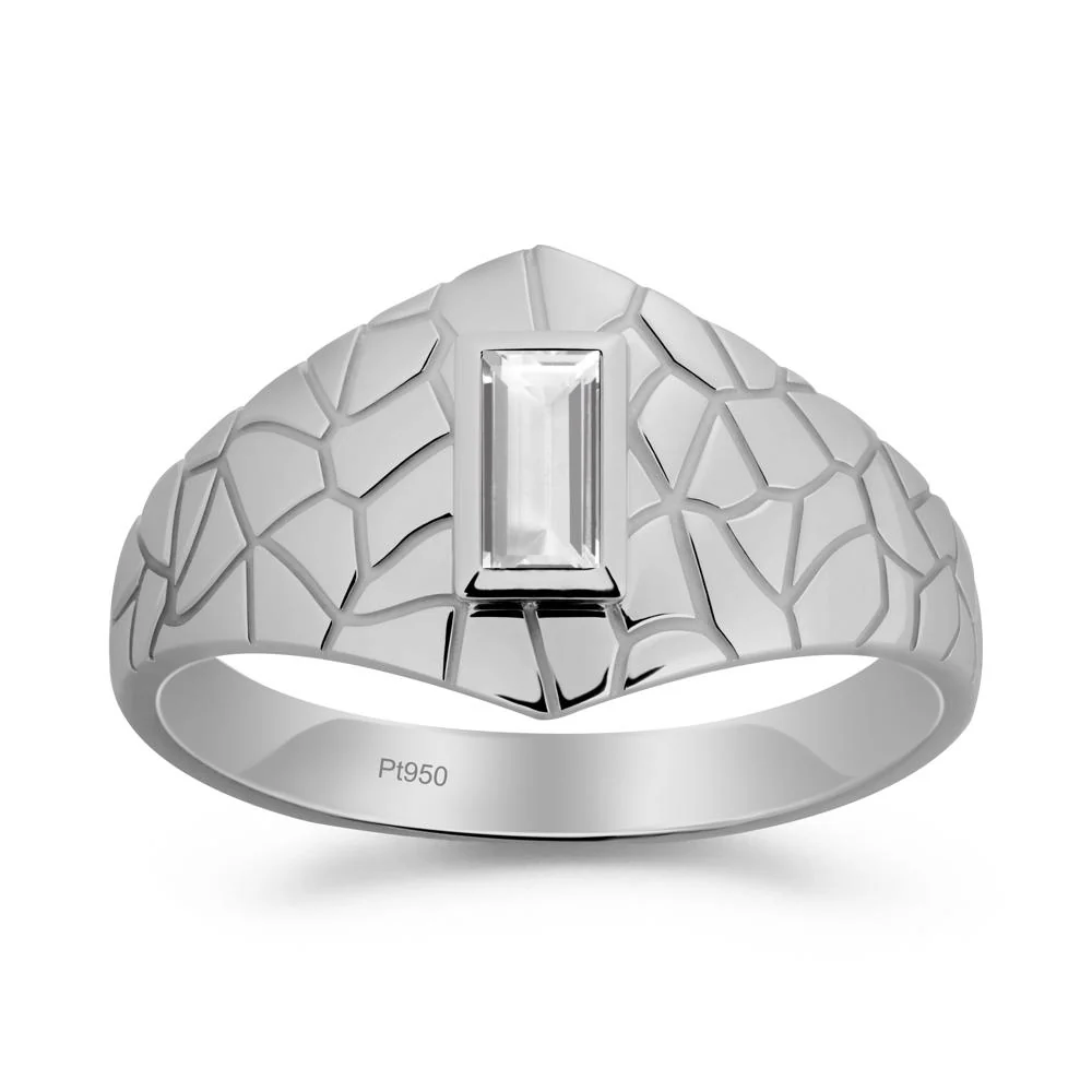 White Topaz Cracked Texture Ring - Image 6