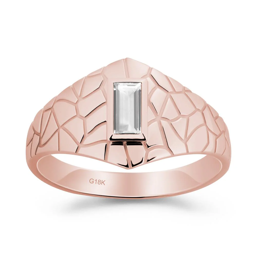 White Topaz Cracked Texture Ring - Image 8