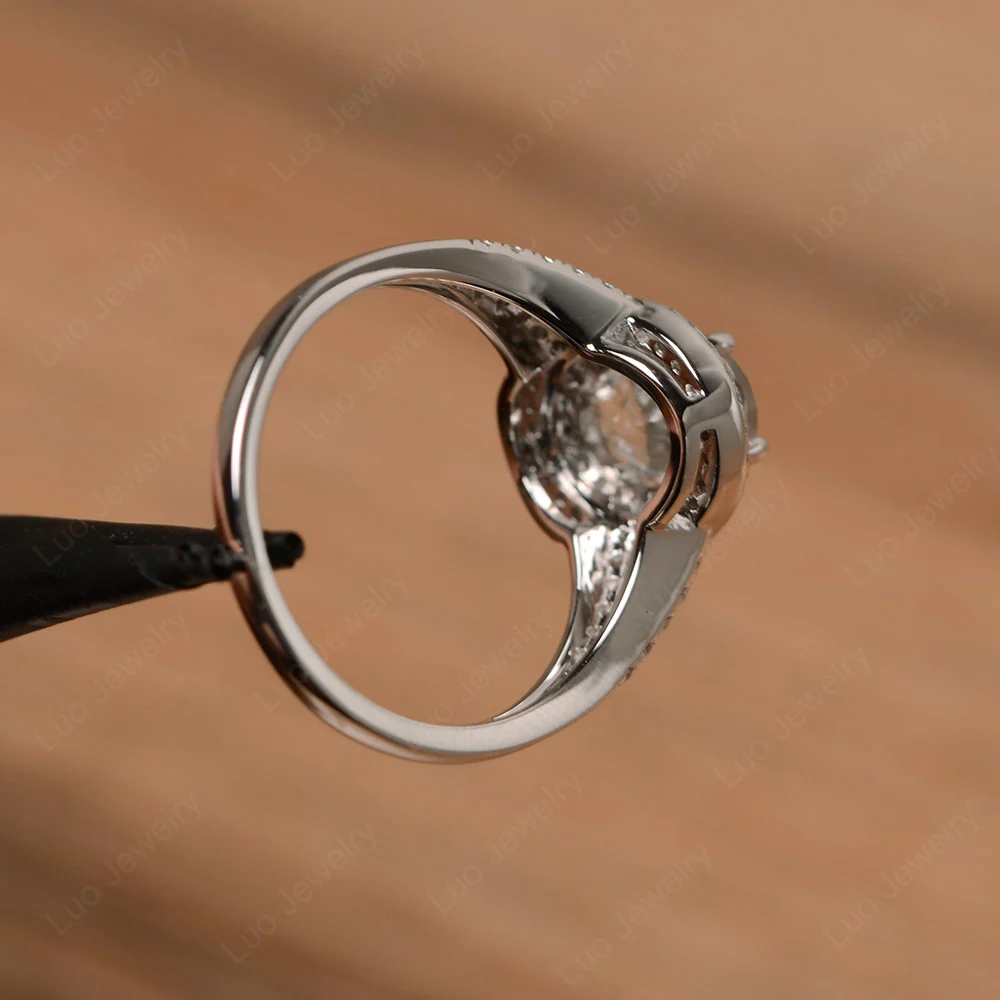 White Topaz Double Halo Engagement Ring - Image 3