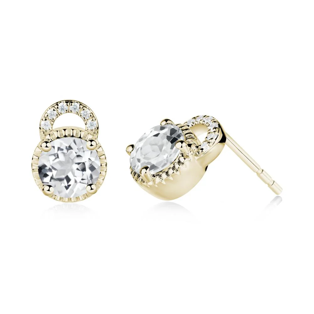 White Topaz Earrings with Sculpted Halo - Image 9