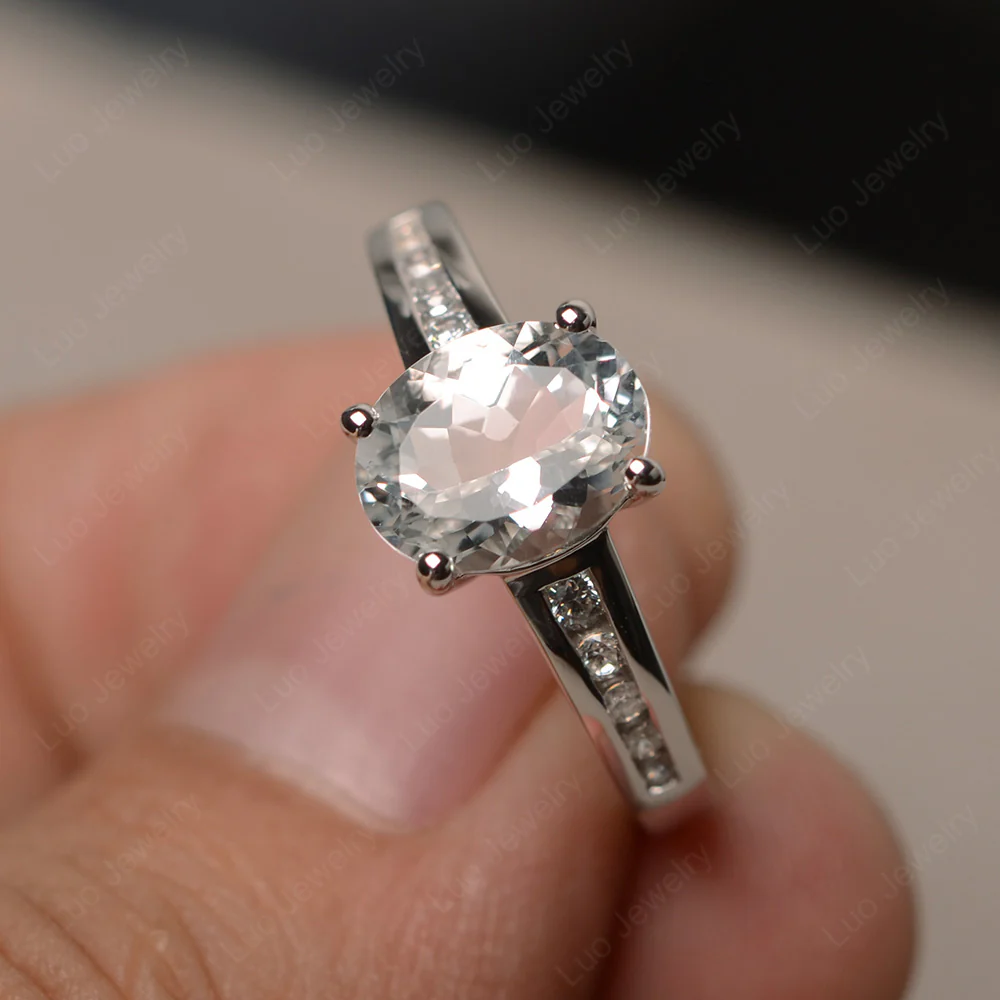 Classic Oval White Topaz Engagement Ring