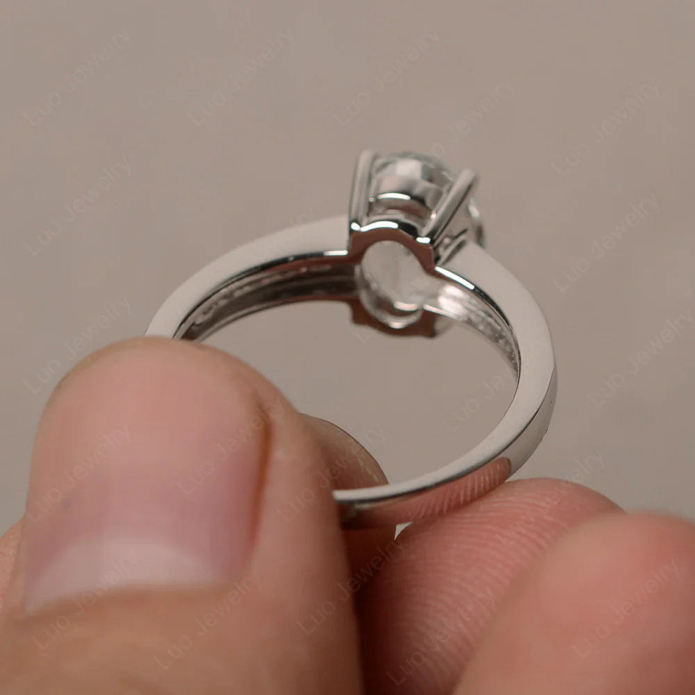 Classic Oval White Topaz Engagement Ring - Image 3