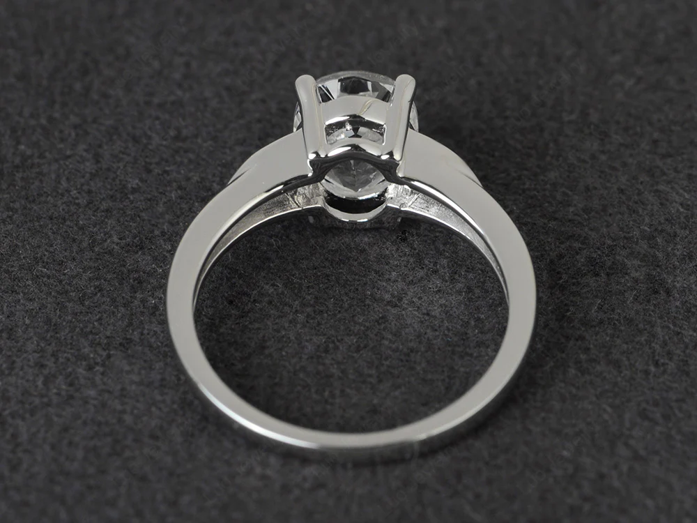 Simple Oval Cut White Topaz Engagement Ring - Image 3