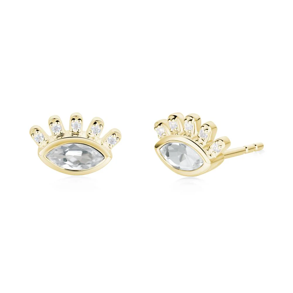 White Topaz Evil Eye Stud Earrings - Image 5