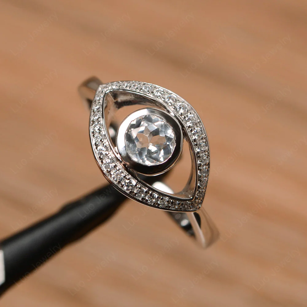 White Topaz Evil Eye Ring - Image 2