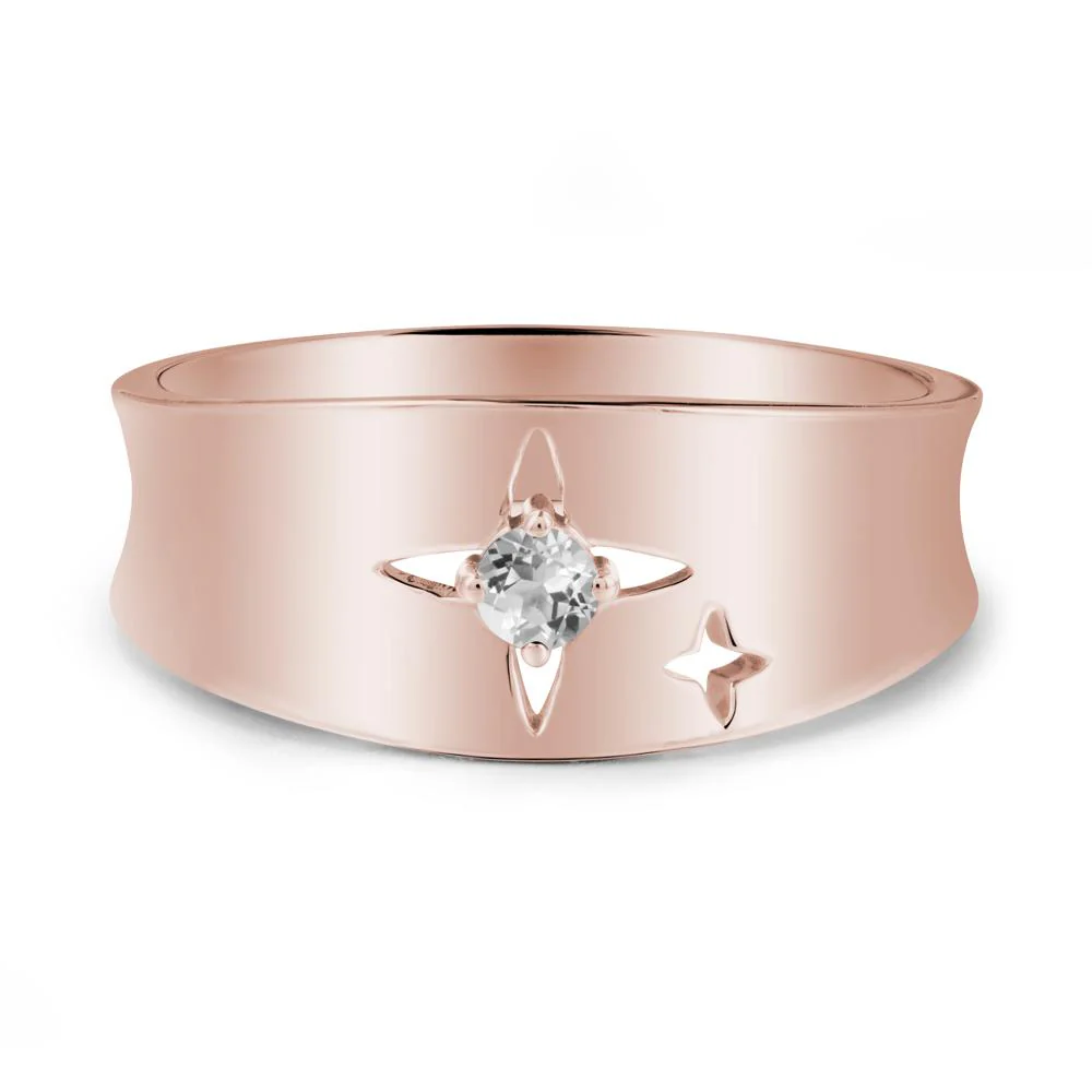 White Topaz Four Point Star Ring - Image 2