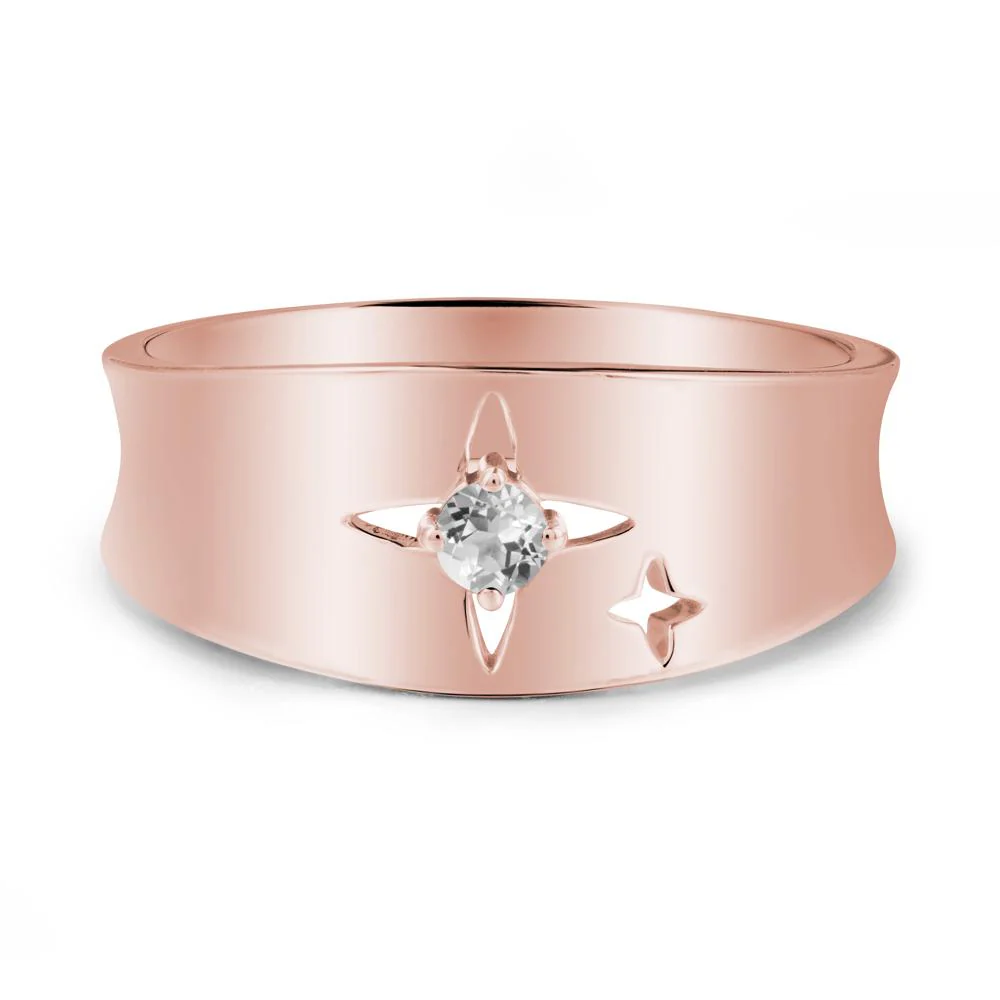 White Topaz Four Point Star Ring - Image 4