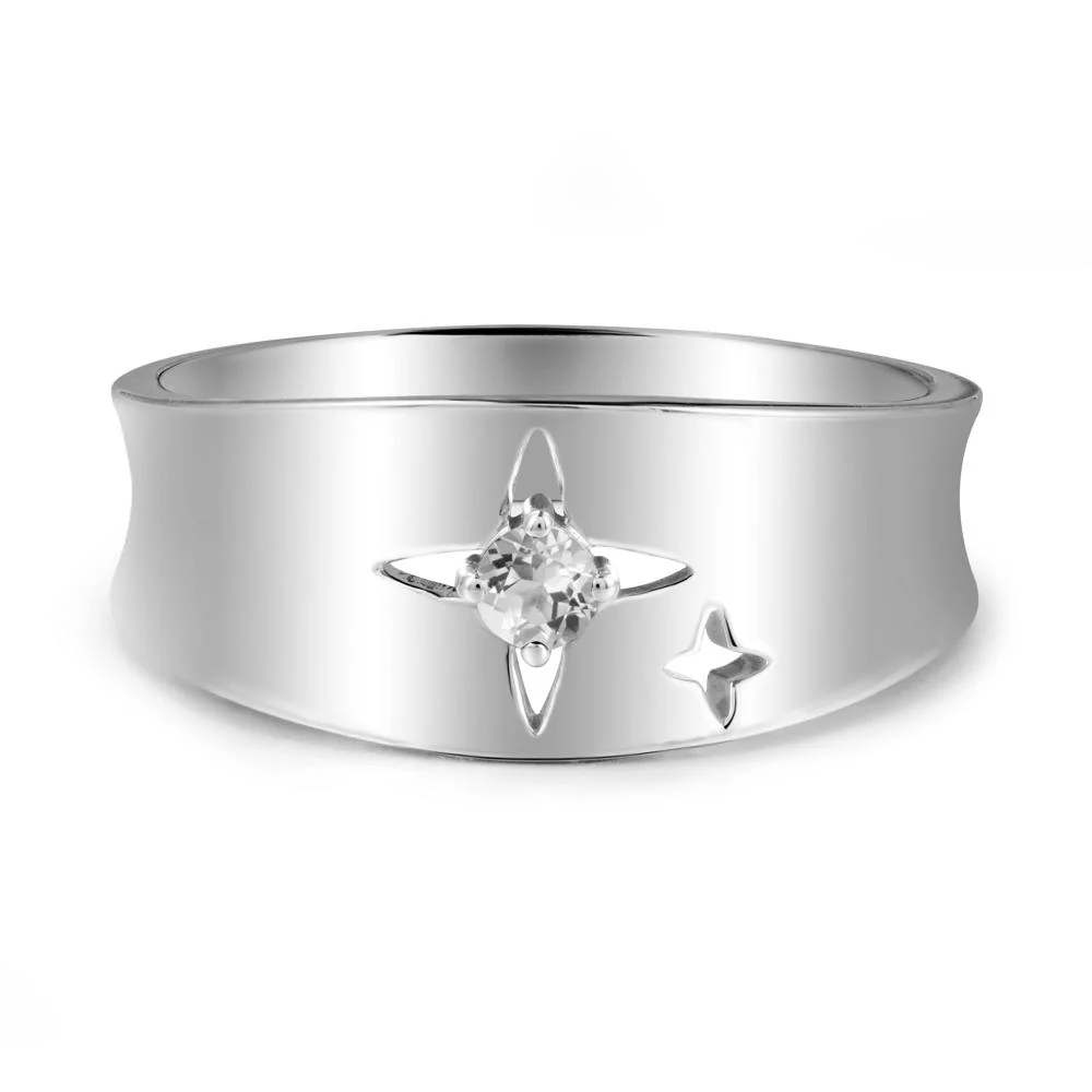 White Topaz Four Point Star Ring - Image 9