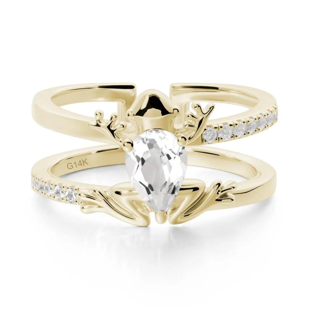 White Topaz Frog Double Band Ring - Image 3