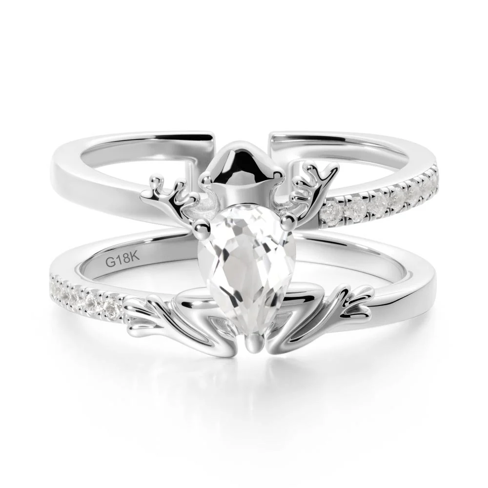 White Topaz Frog Double Band Ring - Image 5