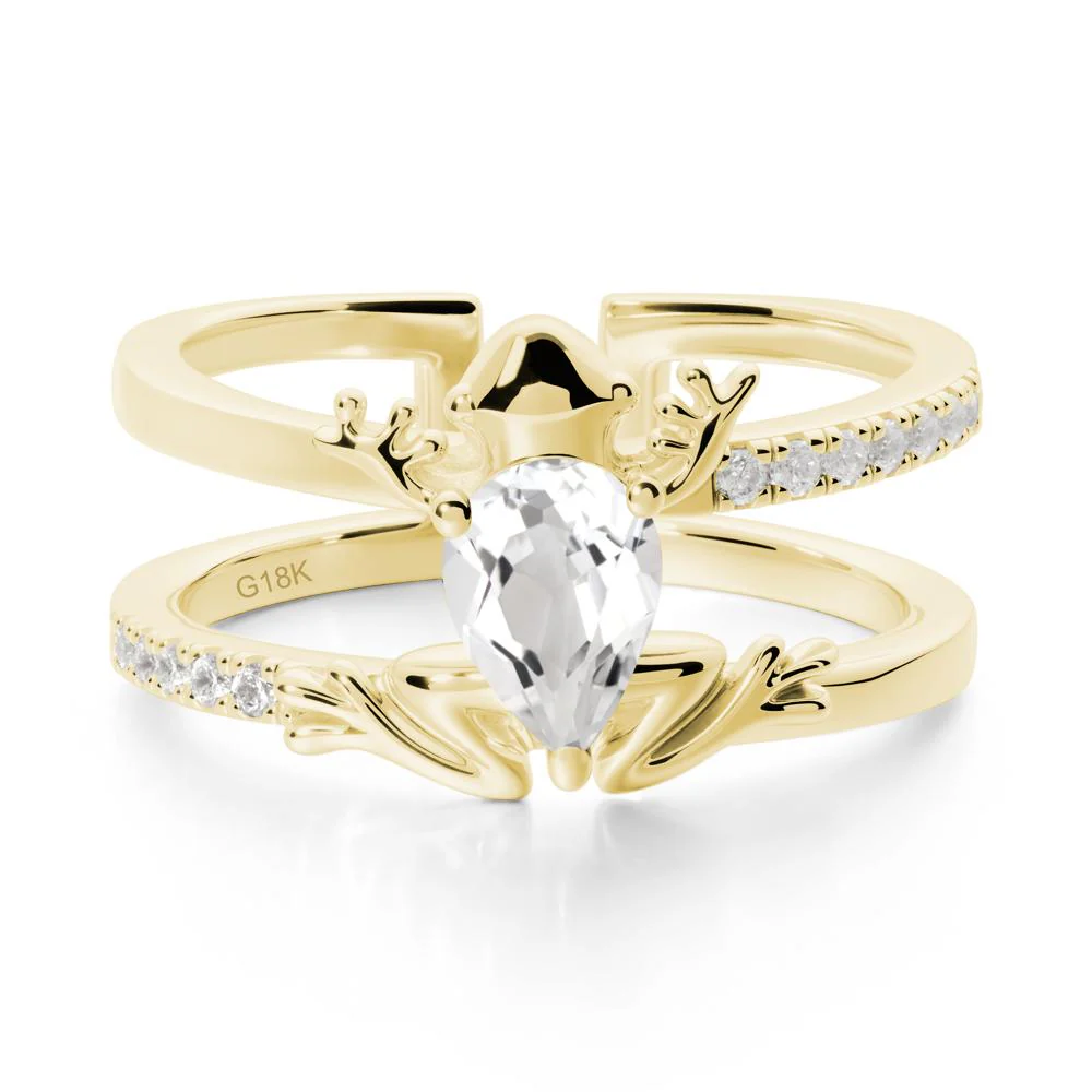 White Topaz Frog Double Band Ring - Image 6