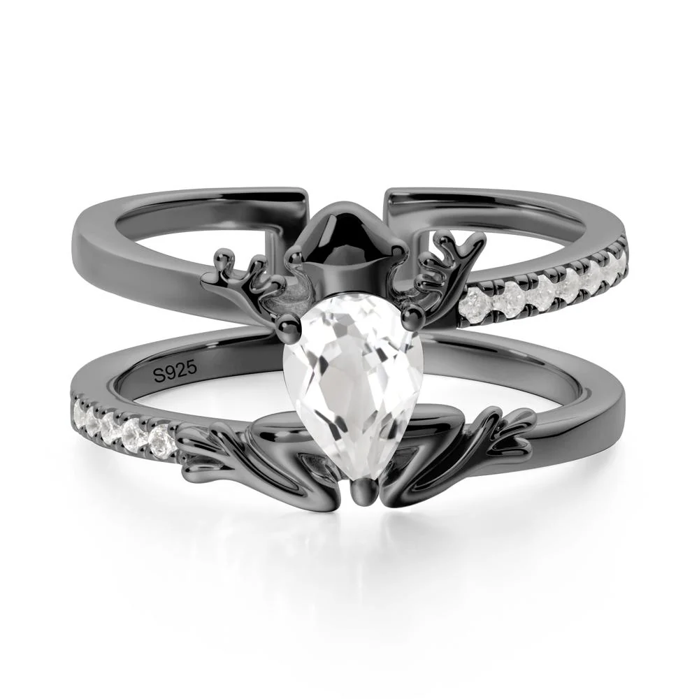 White Topaz Frog Double Band Ring - Image 7
