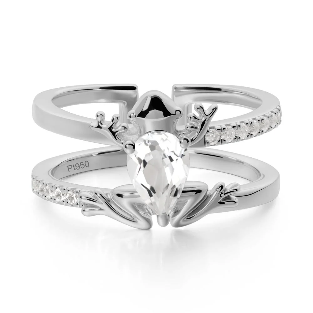 White Topaz Frog Double Band Ring - Image 8