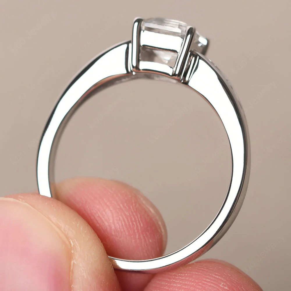 White Topaz Ring with Channel Set Band - Image 4