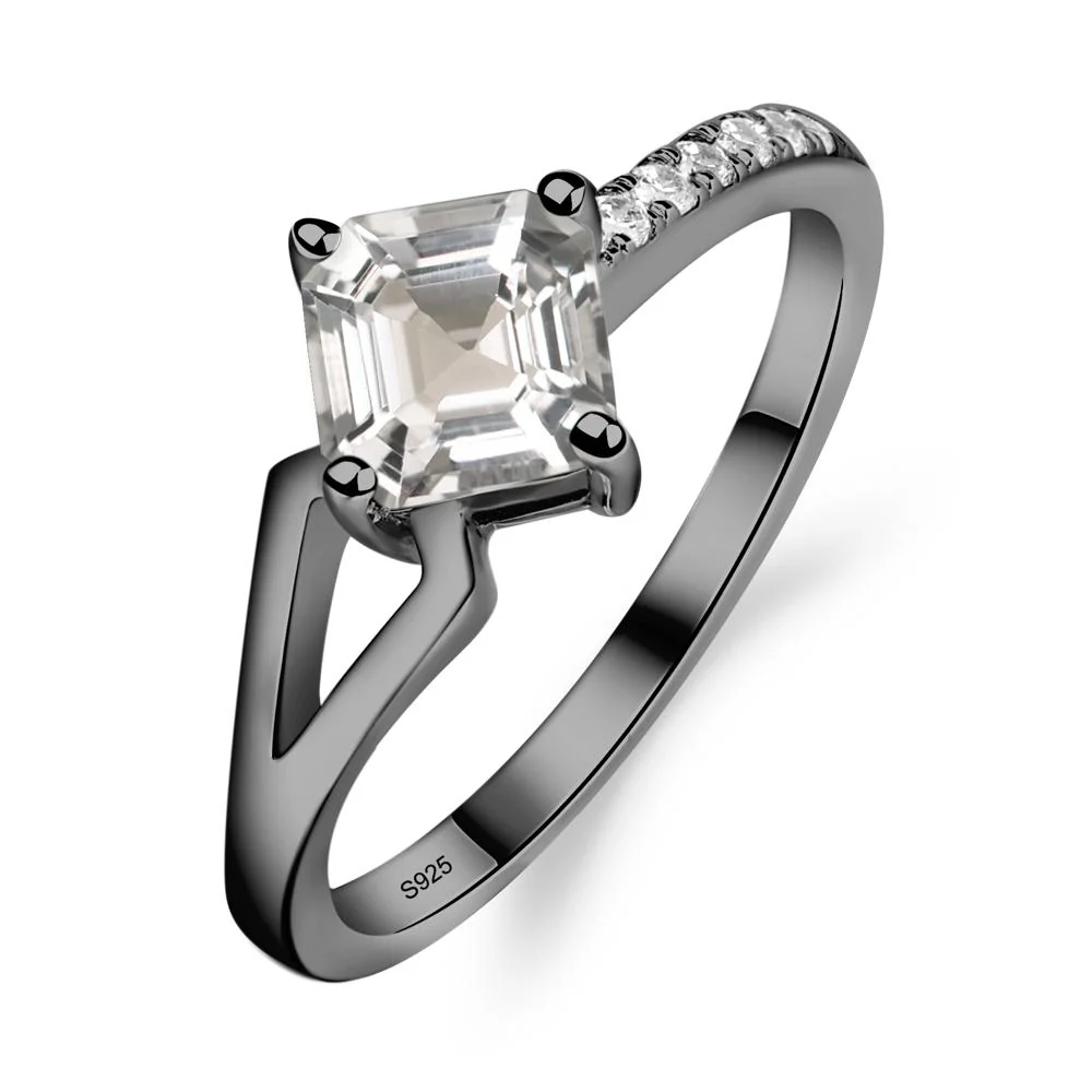 White Topaz Ring Asscher Engagement Ring - Image 2