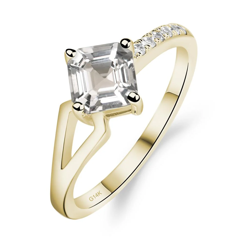White Topaz Ring Asscher Engagement Ring - Image 4