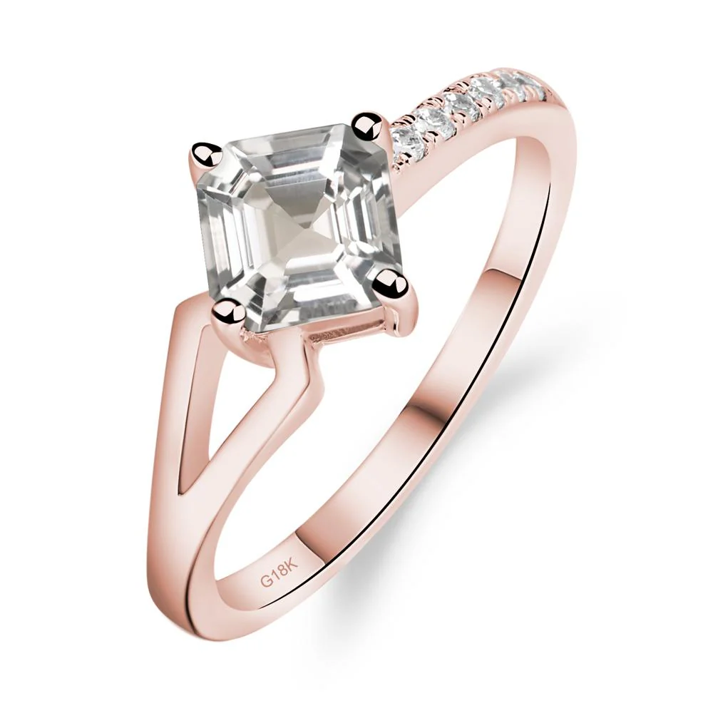 White Topaz Ring Asscher Engagement Ring - Image 9