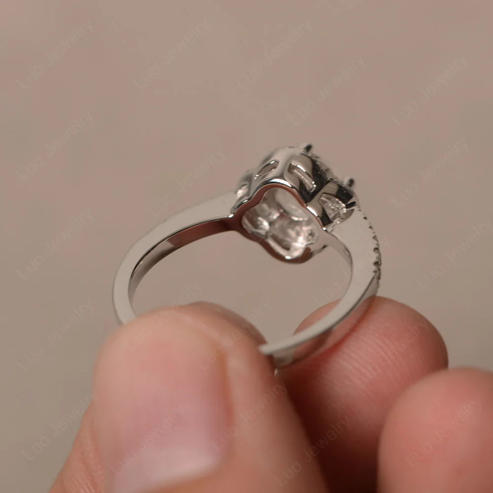 White Topaz Halo Flower Engagement Ring - Image 2
