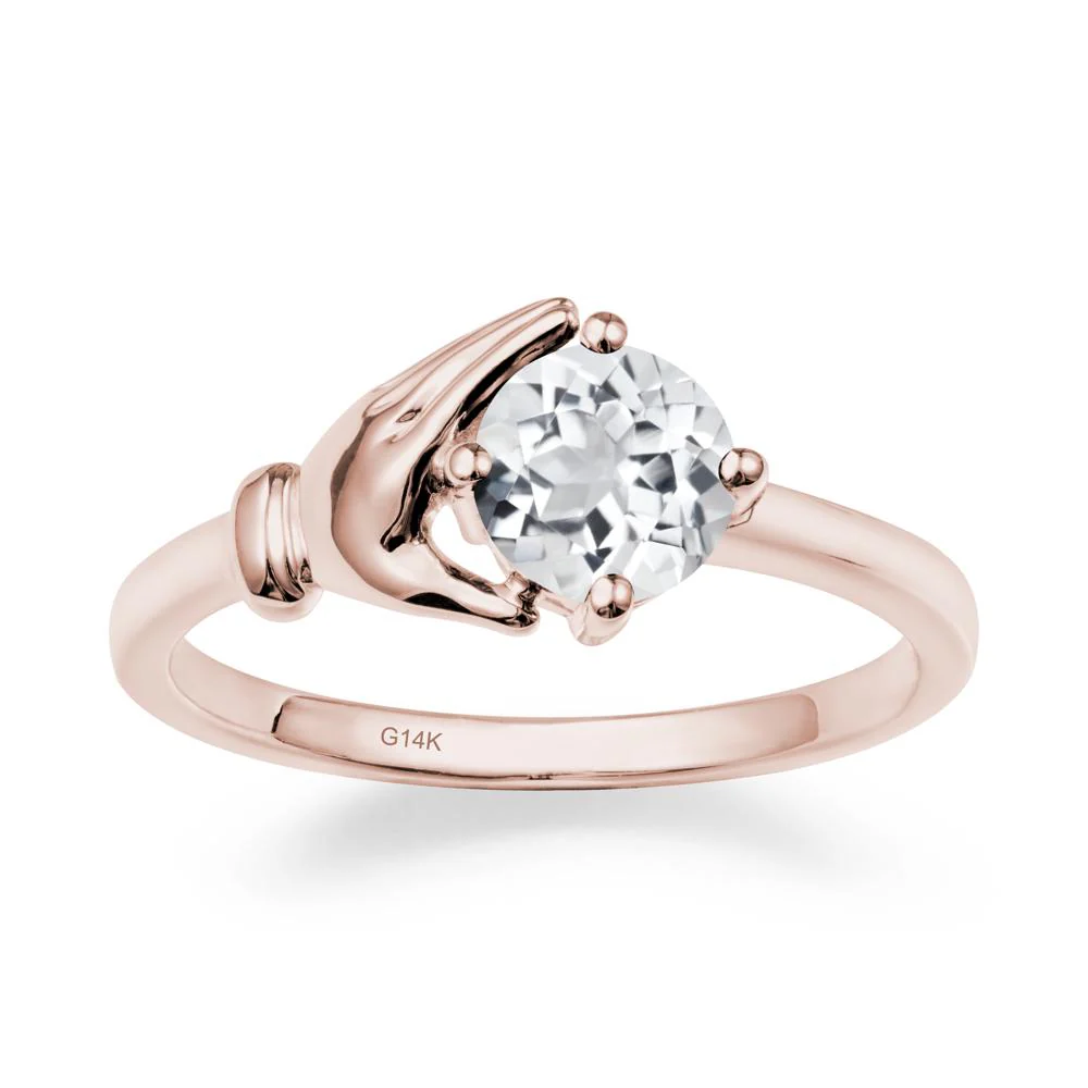 White Topaz Hand Shaped Ring