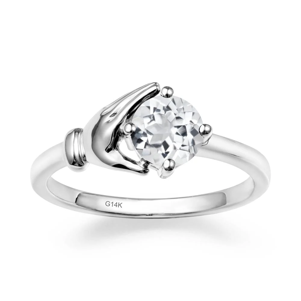 White Topaz Hand Shaped Ring - Image 2