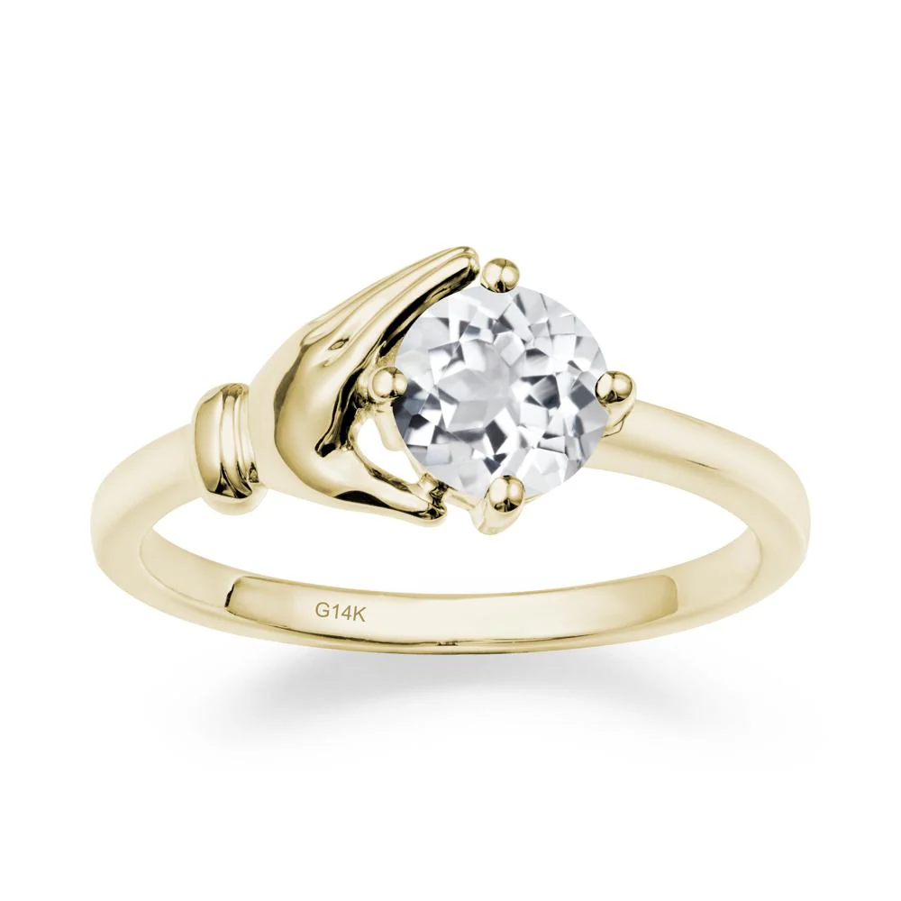 White Topaz Hand Shaped Ring - Image 3