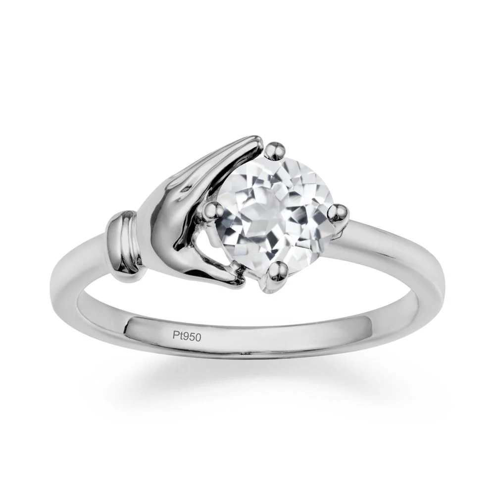 White Topaz Hand Shaped Ring - Image 8