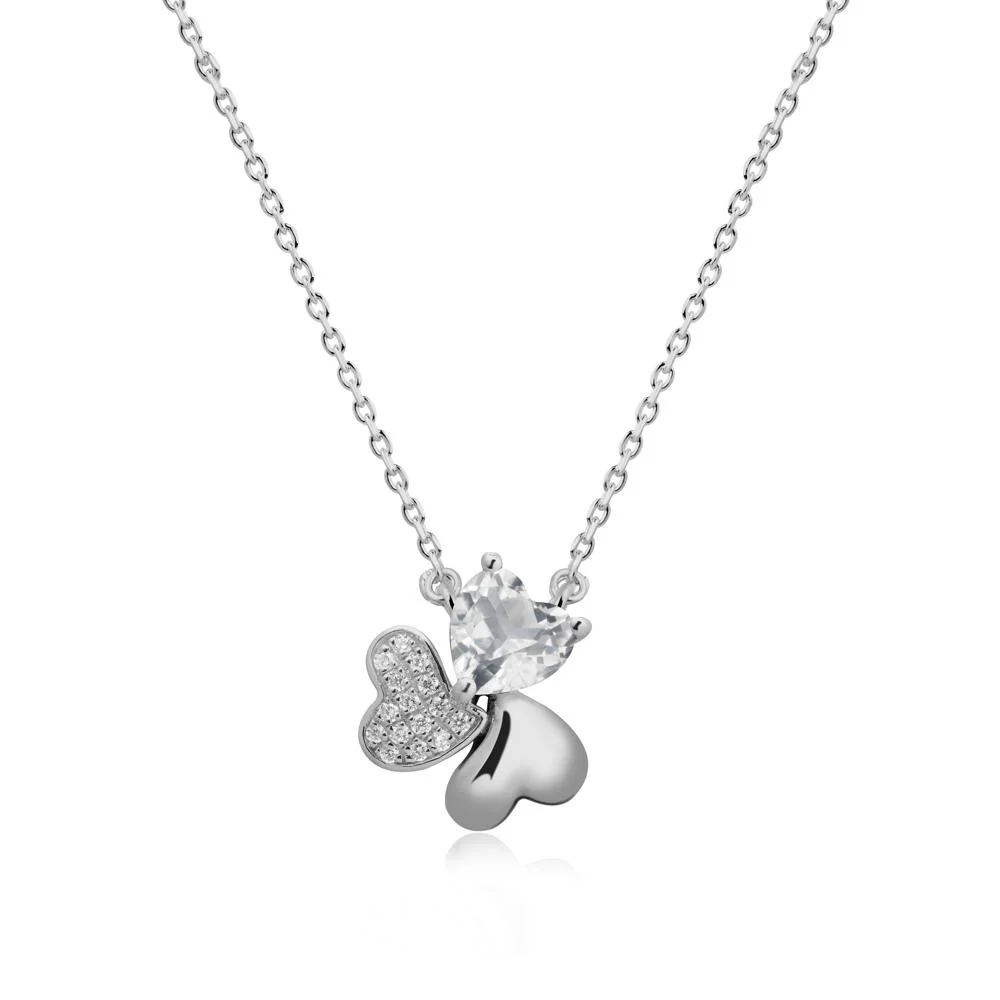 White Topaz Heart Shape Shamrock Necklace - Image 8