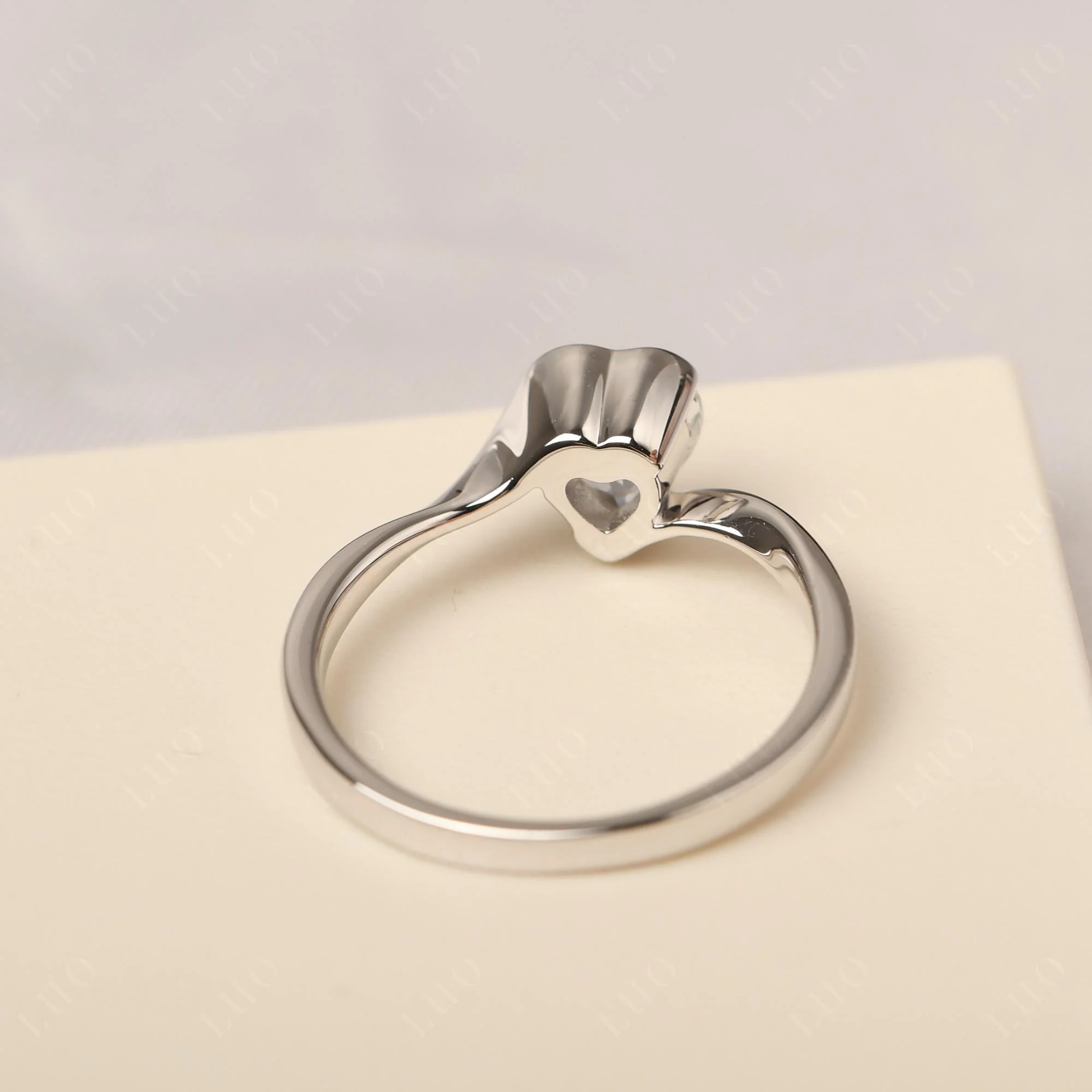 White Topaz Heart Shape Solitaire Ring - Image 12