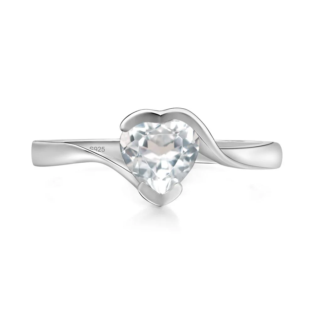 White Topaz Heart Shape Solitaire Ring - Image 2