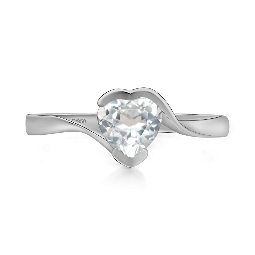 White Topaz Heart Shape Solitaire Ring - Image 6