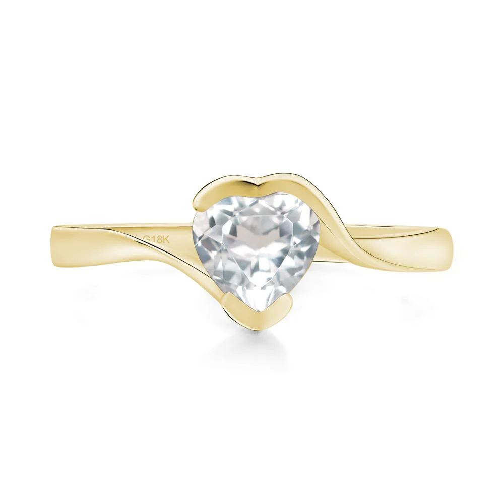 White Topaz Heart Shape Solitaire Ring - Image 8