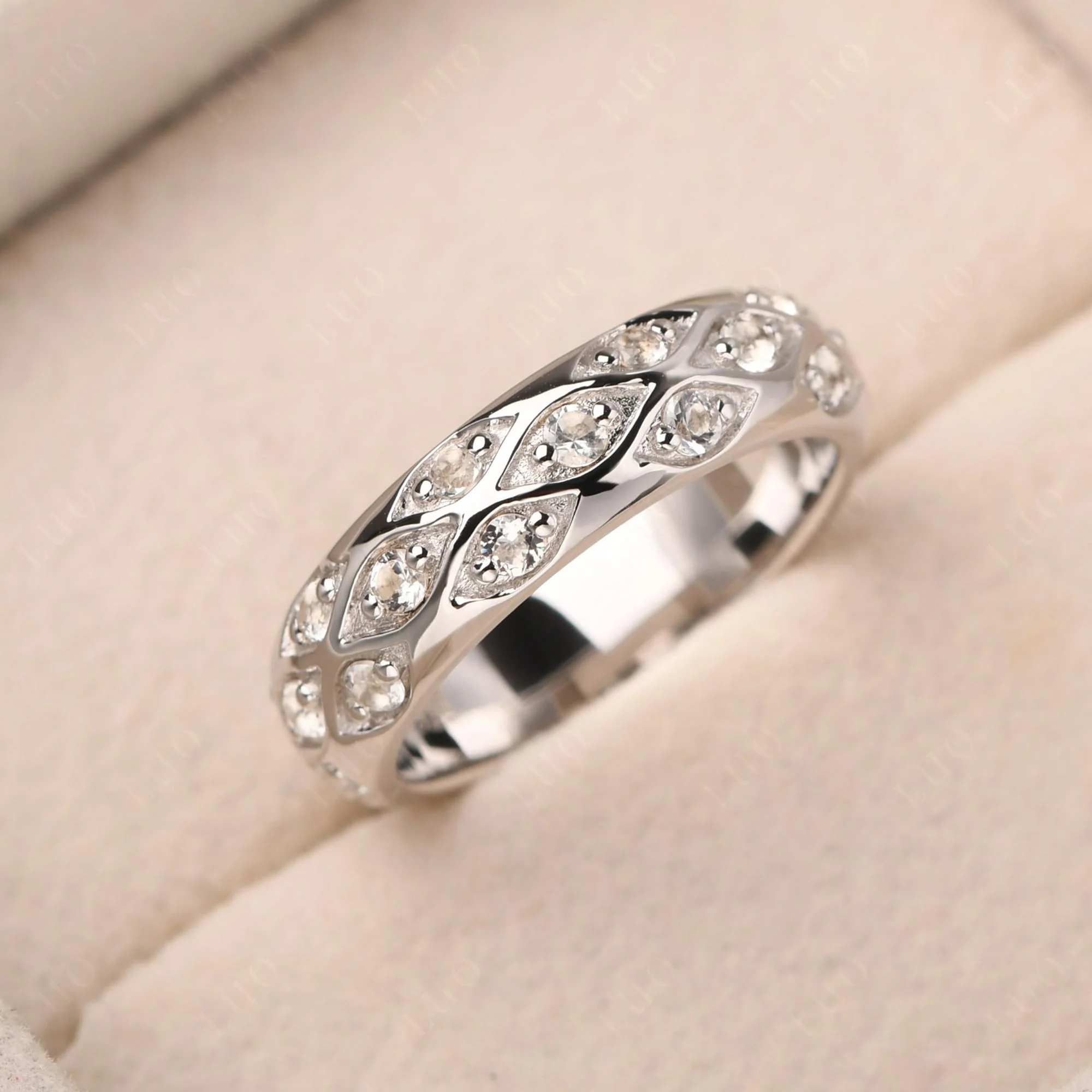 White Topaz Eternity Ring for Men - Image 10