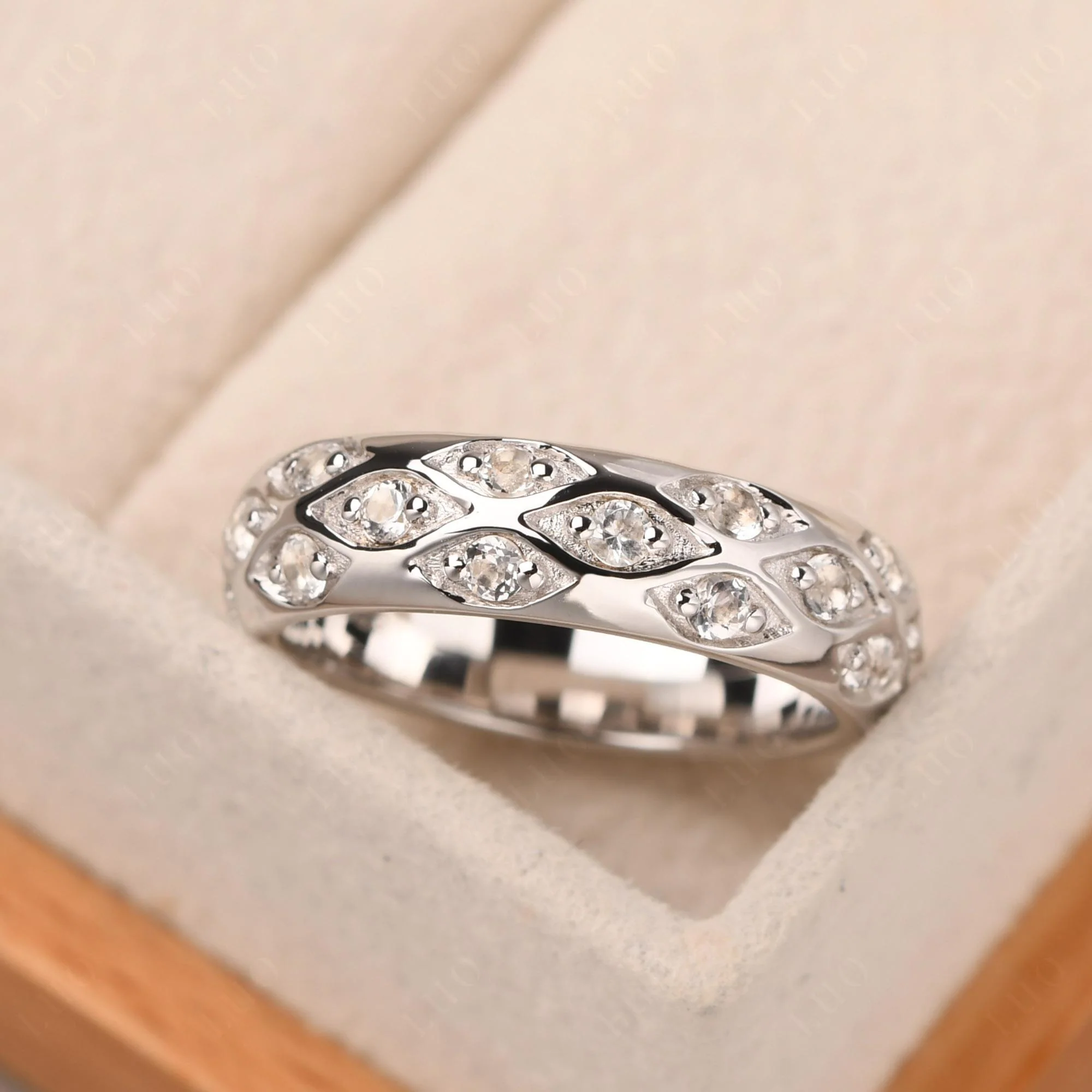 White Topaz Eternity Ring for Men - Image 11