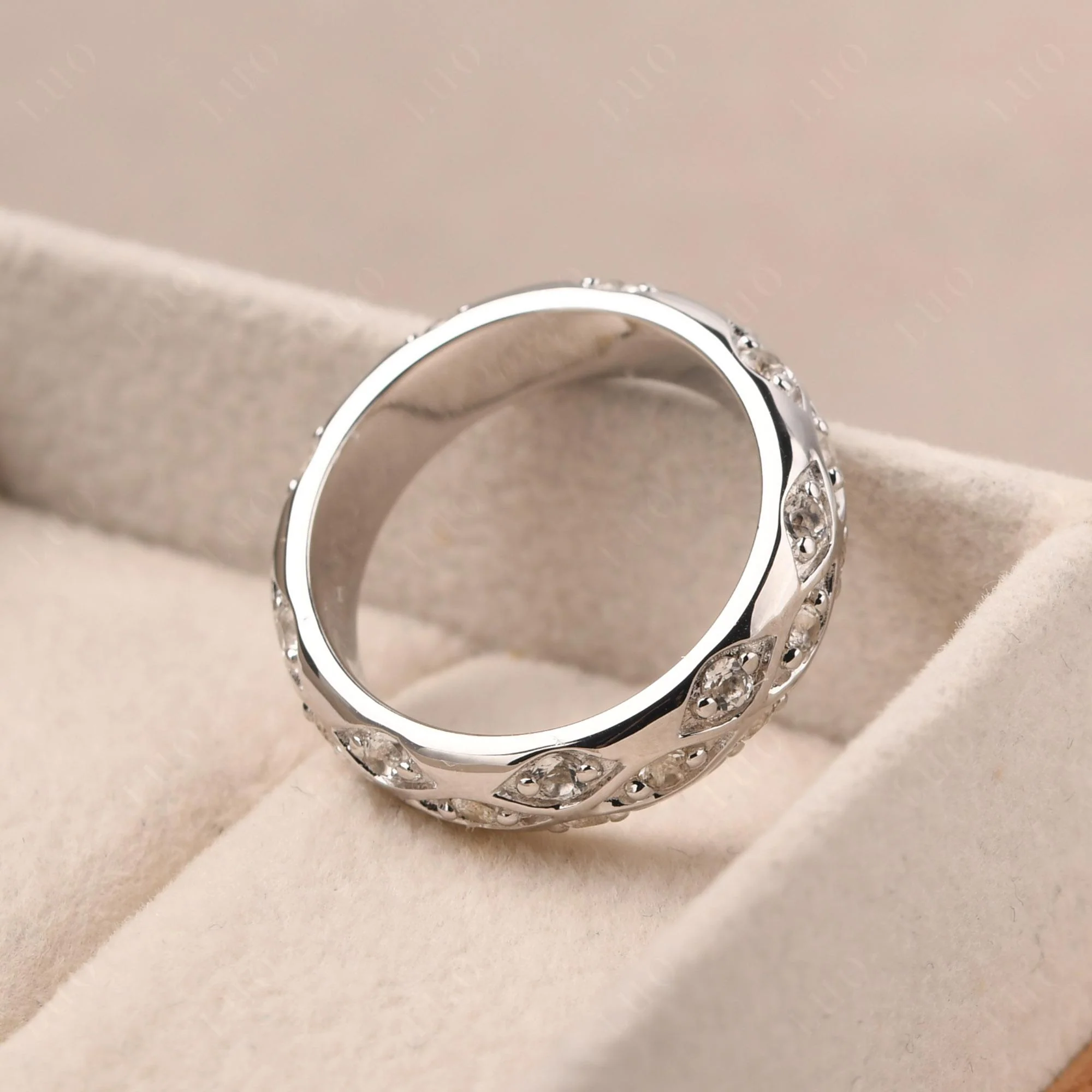 White Topaz Eternity Ring for Men - Image 12