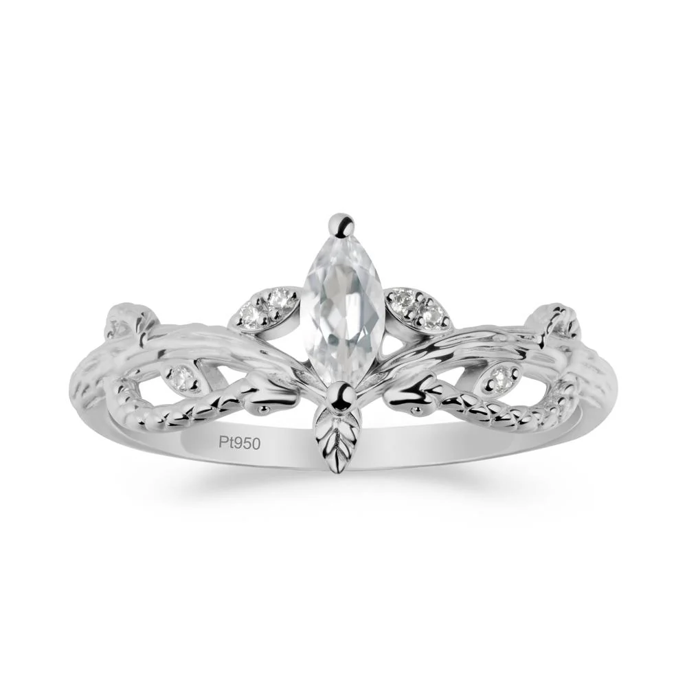 White Topaz Intertwined Band Engagement Ring