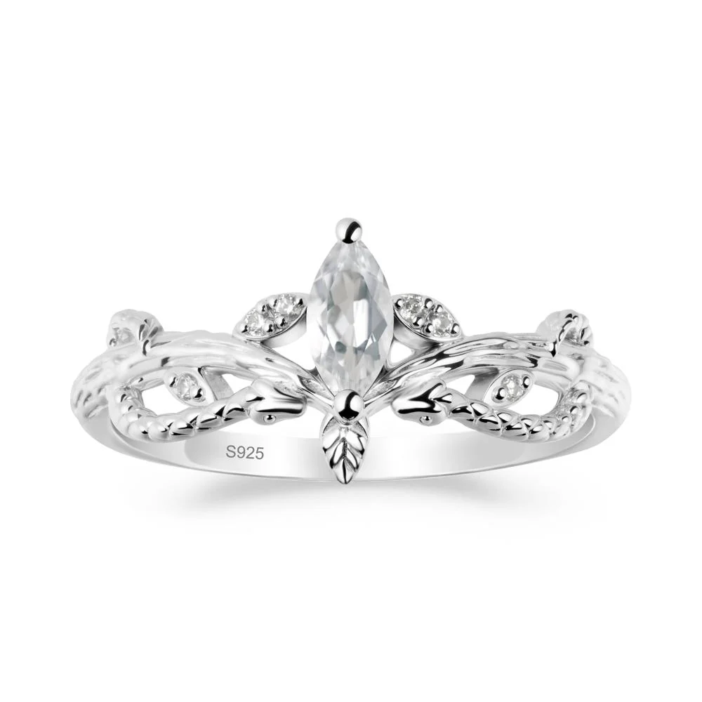 White Topaz Intertwined Band Engagement Ring - Image 9