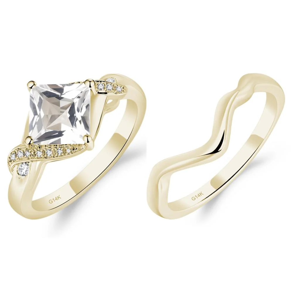 White Topaz Kite Set Princess Cut Ring - Image 21