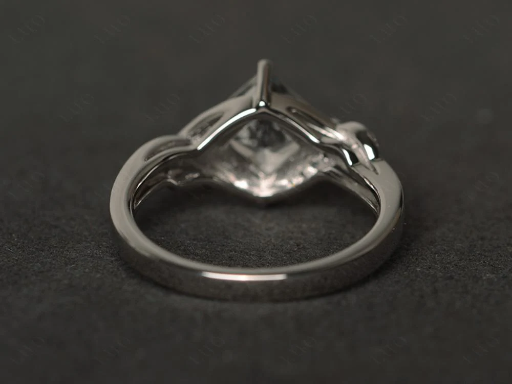 White Topaz Kite Set Princess Cut Ring - Image 31
