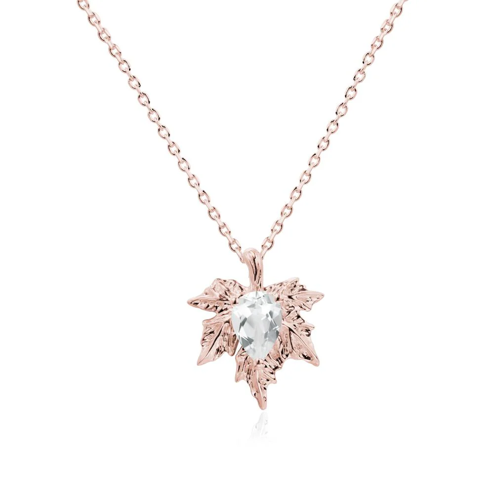 White Topaz Maple Pendant Necklace - Image 5