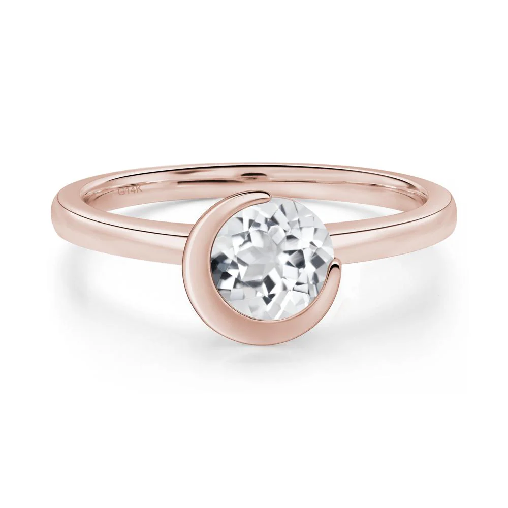 White Topaz Moon Engagement Ring