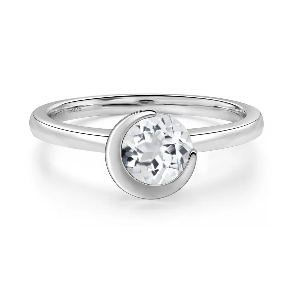 White Topaz Moon Engagement Ring - Image 2