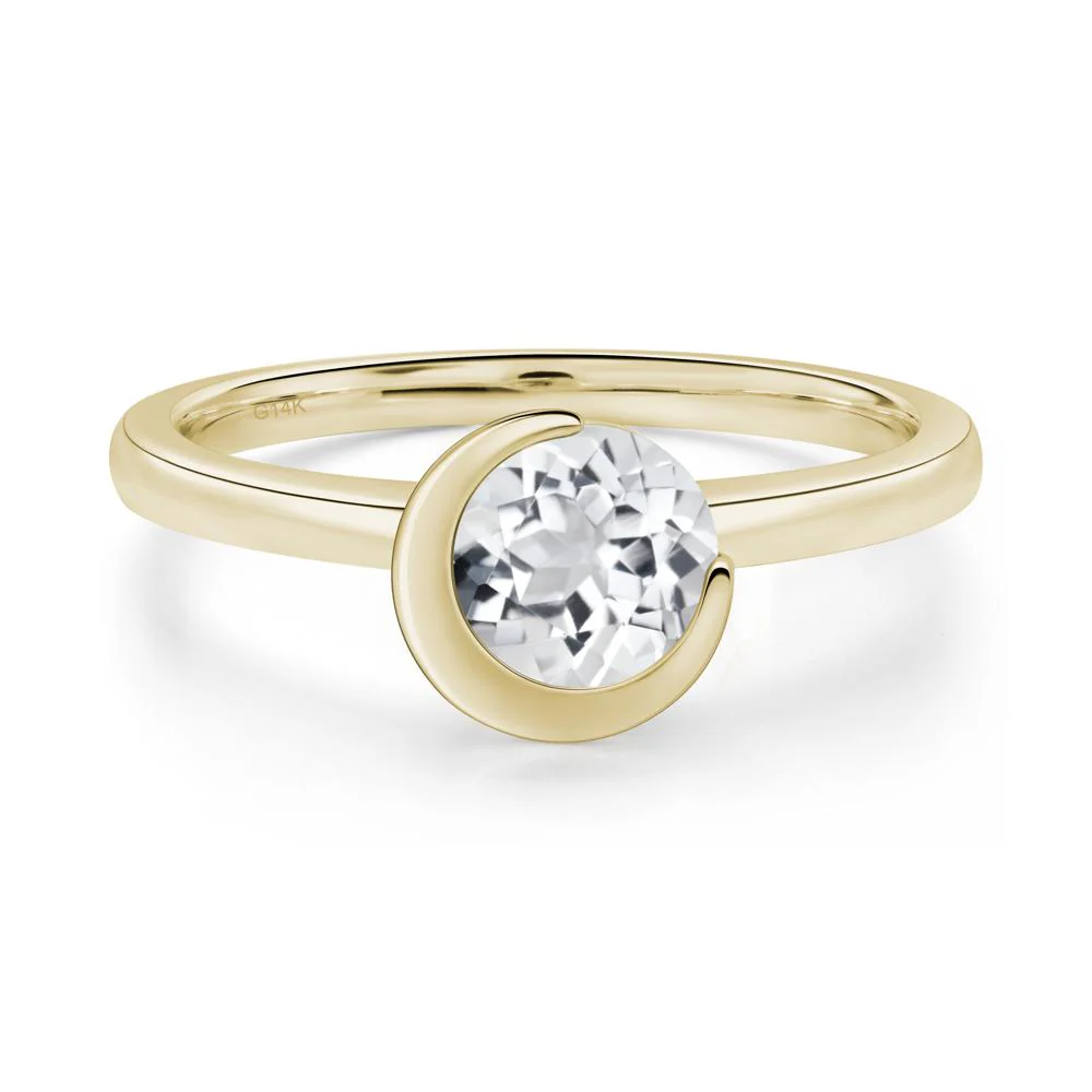 White Topaz Moon Engagement Ring - Image 3