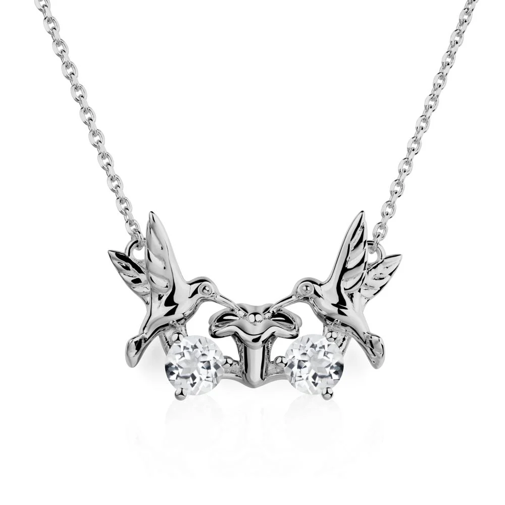 White Topaz Necklace Hummingbird - Image 6
