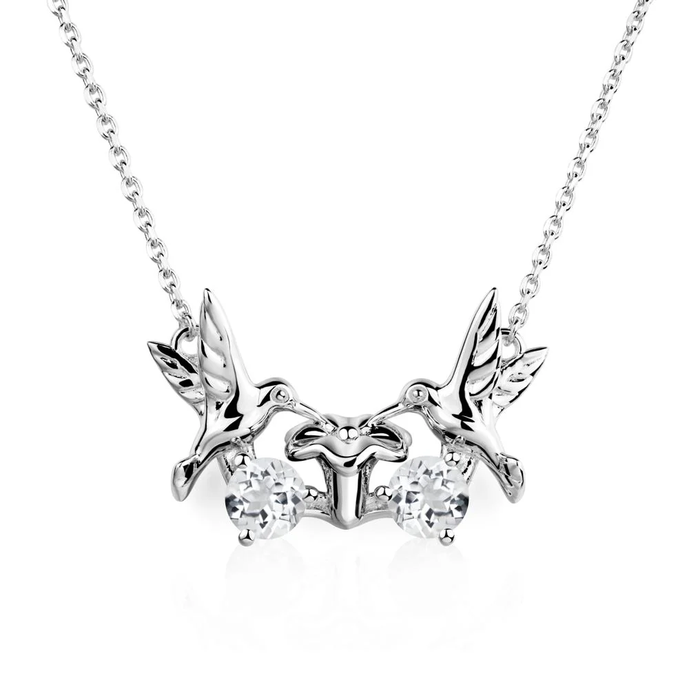 White Topaz Necklace Hummingbird - Image 7