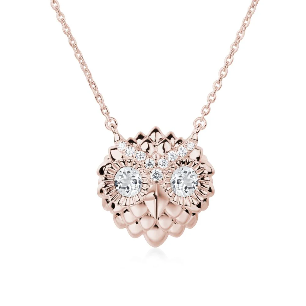 White Topaz Owl Necklace - Image 6