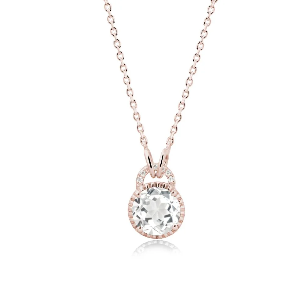 White Topaz Pendant with Decorative Halo - Image 2