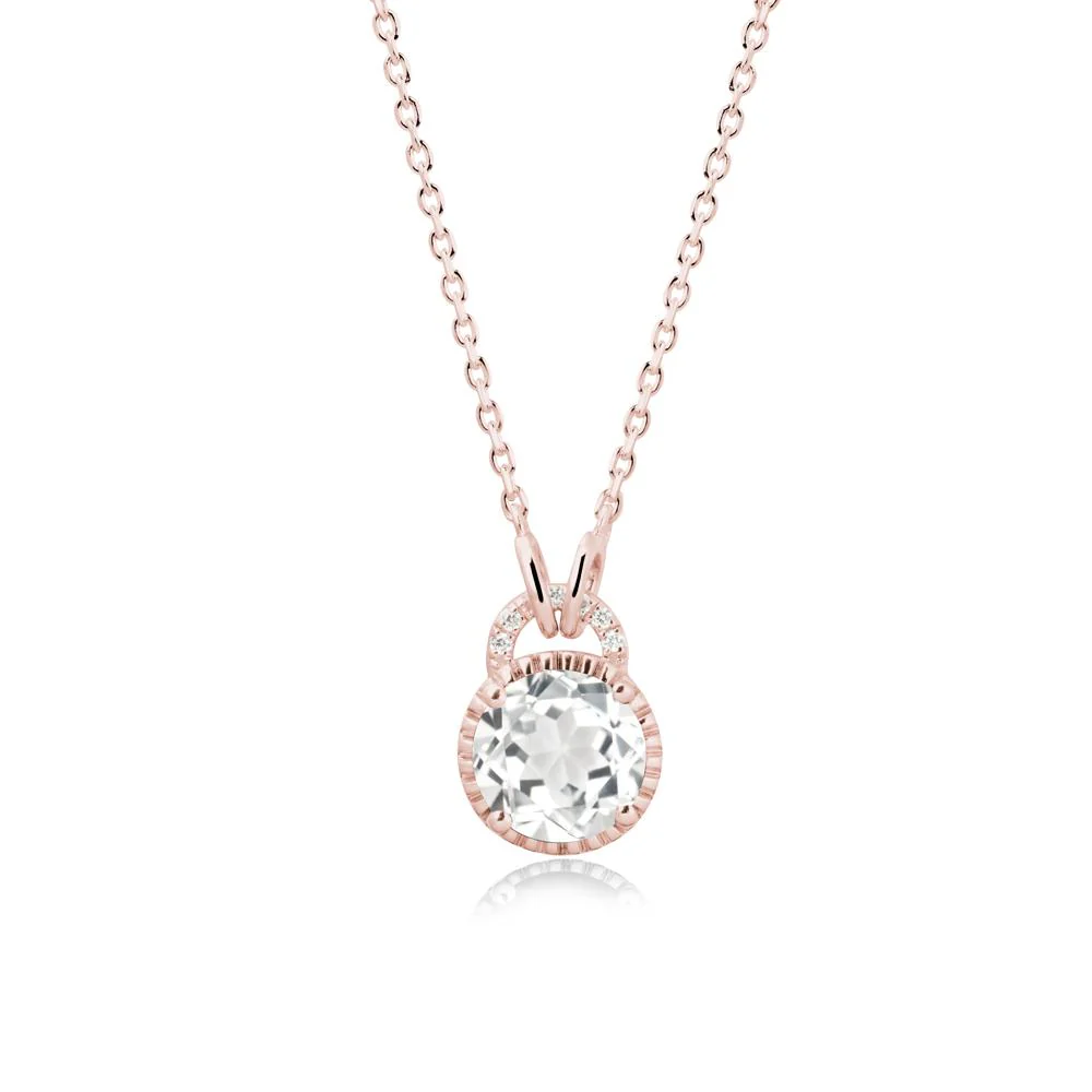 White Topaz Pendant with Decorative Halo - Image 4