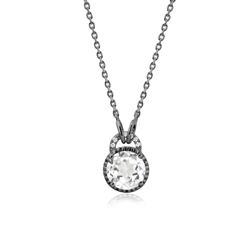 White Topaz Pendant with Decorative Halo - Image 7
